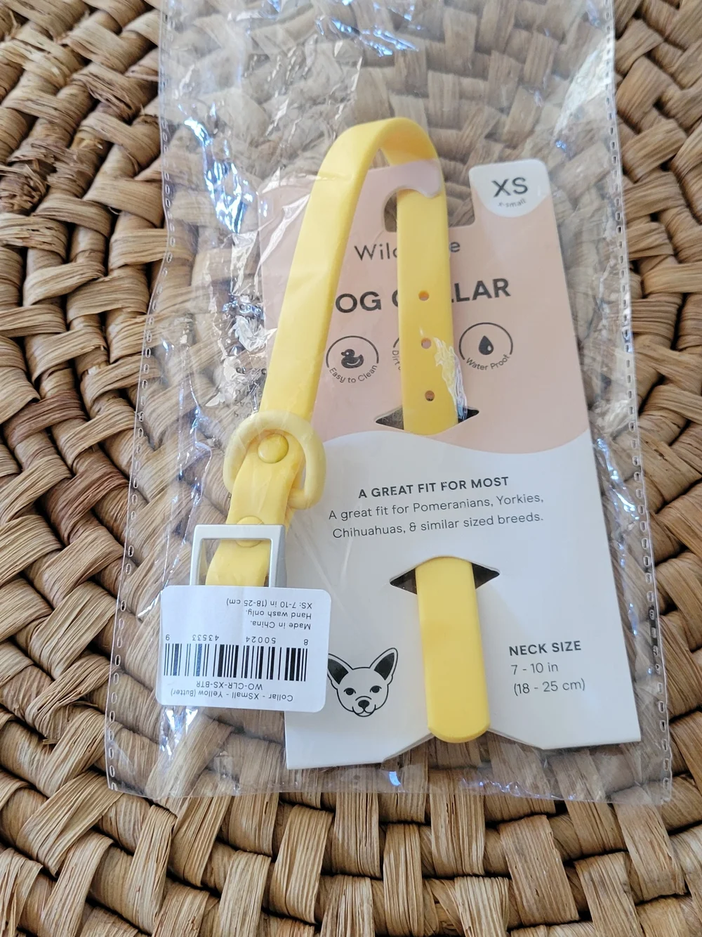 XS Yellow Dog Collar – Waterproof Small-Breed Collar